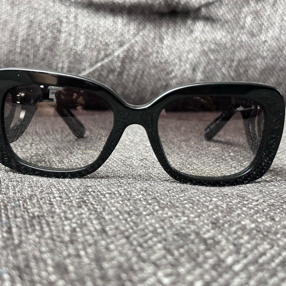 PRADA Black Rectangular Frame Crystal Ornate Sunglasses - SPR33P